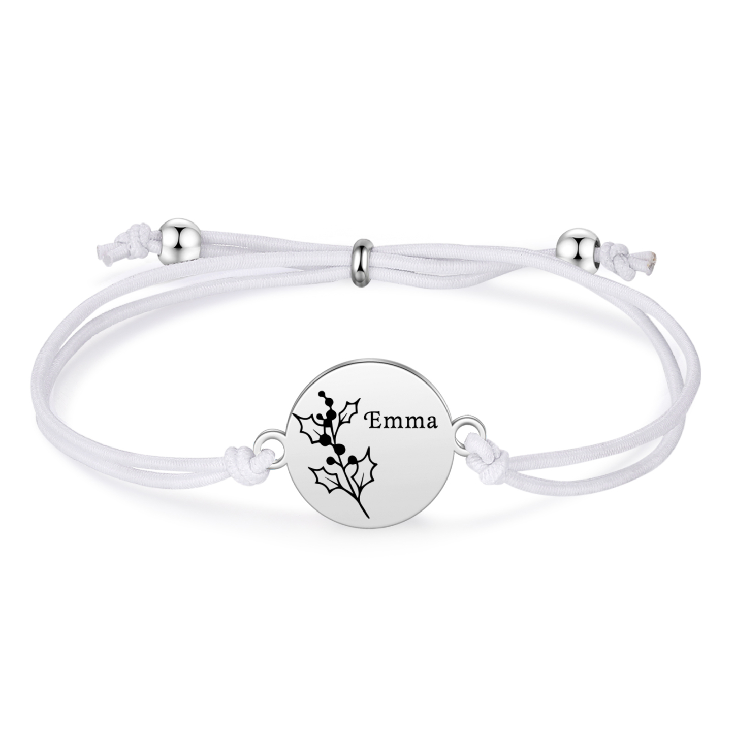 2 Pcs Bracelet Set Personalised Names & Birth Flowers Adjustable Bracelets with Message Card Back to School Gifts for Daughters-Jessemade AU