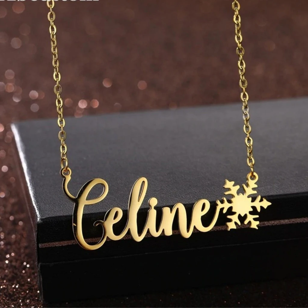 Personalised Snowflake Necklace Custom 1 Name Necklace Gift For Her-Jessemade AU