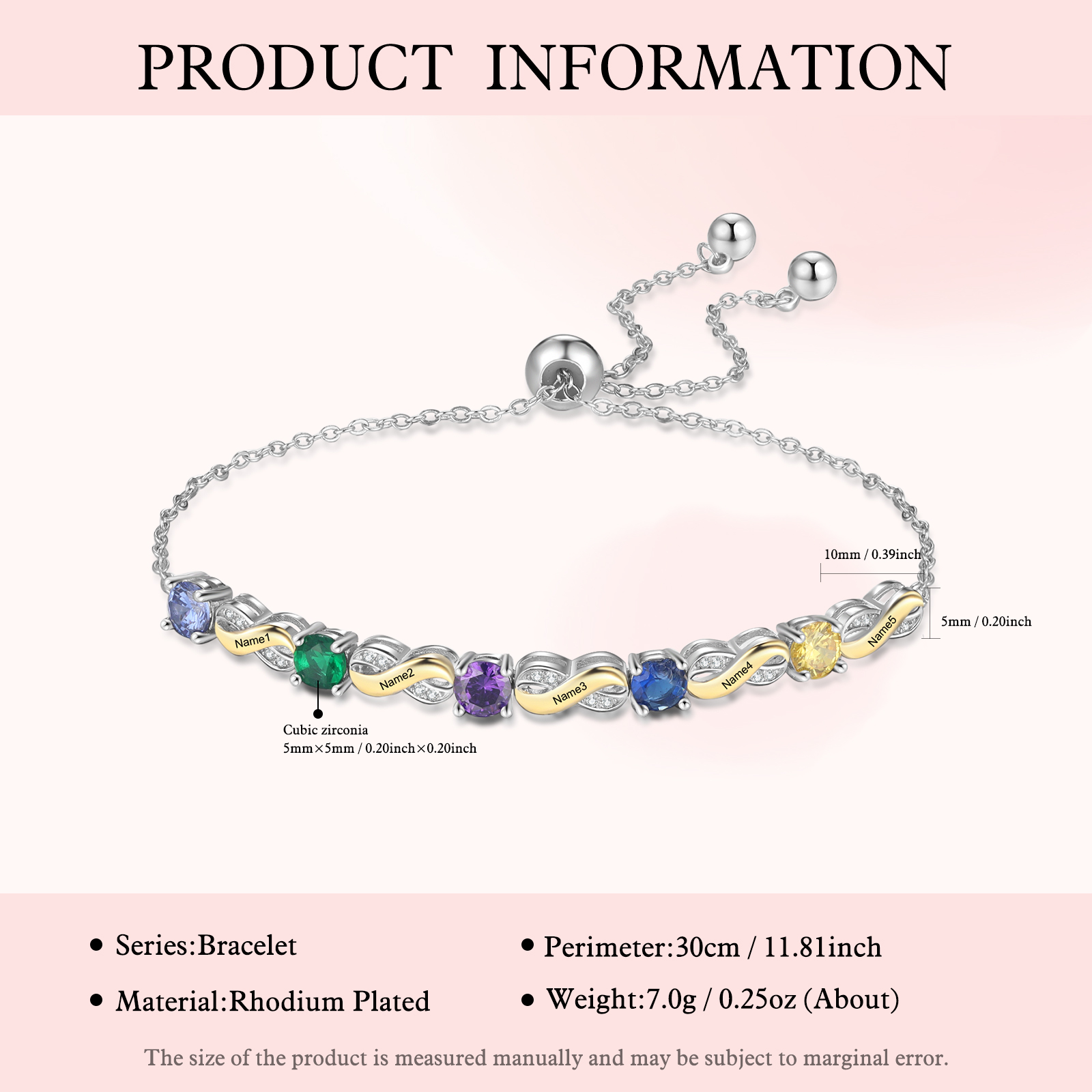 5 Names - Personalised Infinity Bracelet Custom Names & Birthstones Family Bracelet Gifts For Mother-Jessemade AU