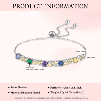 5 Names - Personalised Infinity Bracelet Custom Names & Birthstones Family Bracelet Gifts For Mother-Jessemade AU