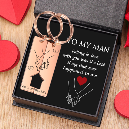 Personalised Couple Keychain Custom 2 Letters & 2 Dates Keyring Valentine's Day Anniversary Gift for Boyfriend/Girlfriend-Jessemade AU