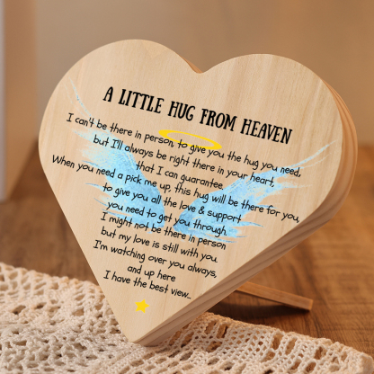 I'm watching over you Memorial Angel Wings Wooden Heart Keepsake Desktop Ornament-Jessemade AU