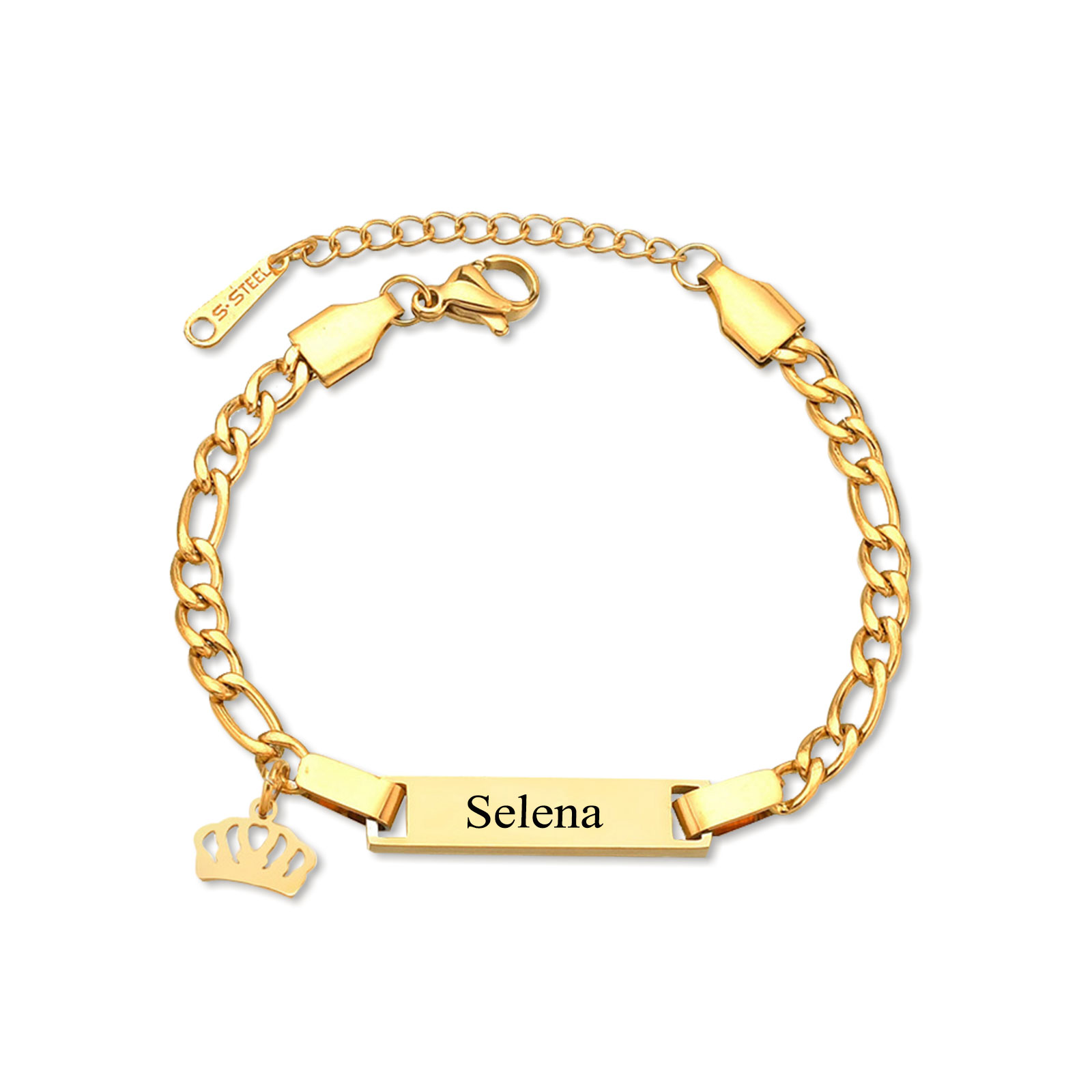 Custom Name Bracelet Personalised Crown Bracelet Cuban Chain Bracelet Love Gifts-Jessemade AU