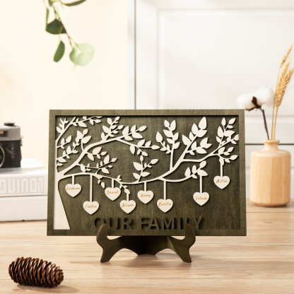 Family Tree Wood Frame Personalised Family Tree Sign Engrave 8 Names Keepsake Gifts-Jessemade AU