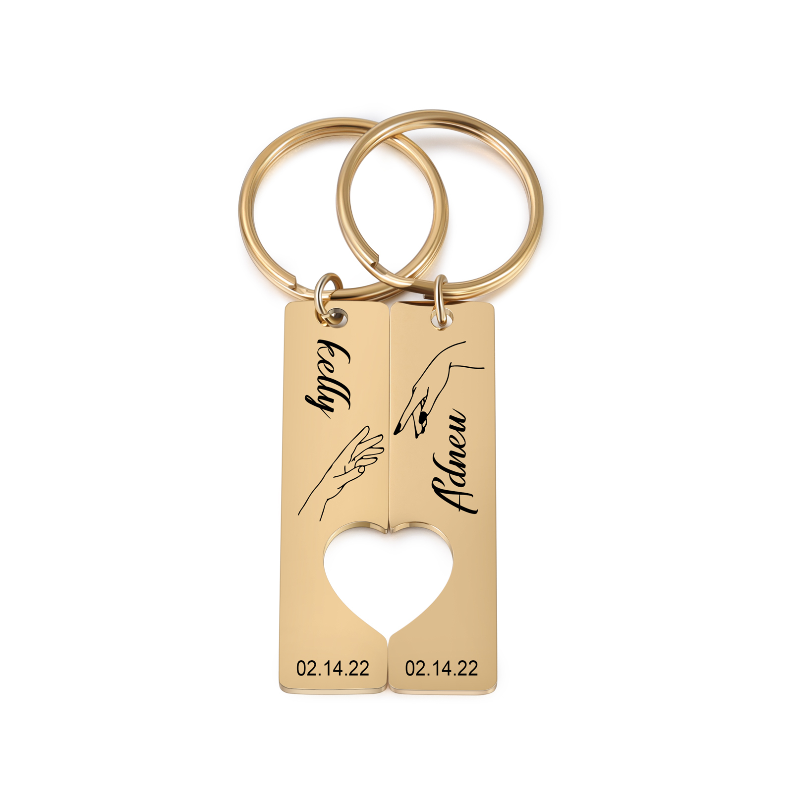 Personalised Promise Couple Keychain Set Engrave Name Heart Matching Couple Gifts-Jessemade AU
