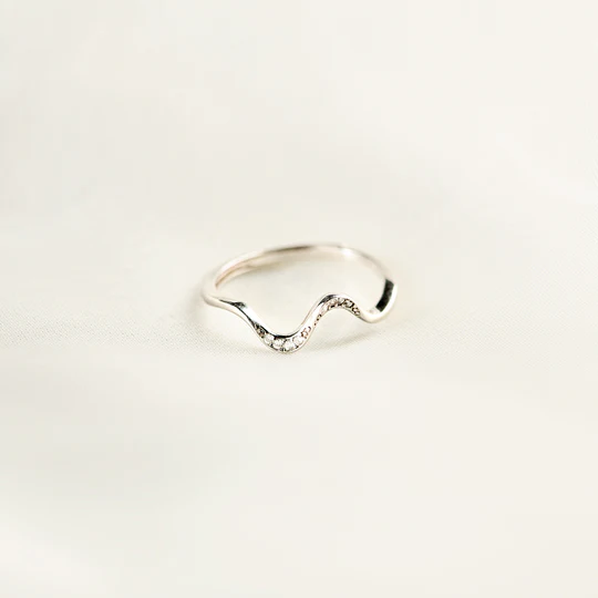 For Daughter-S925 Highs and Lows Minimalist Wave Ring-Jessemade AU