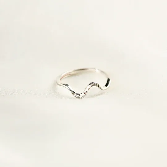 For Daughter-S925 Highs and Lows Minimalist Wave Ring-Jessemade AU