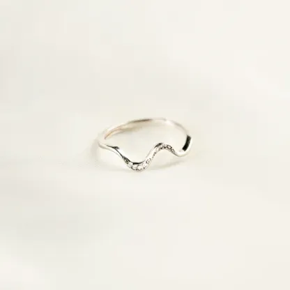 For Daughter-S925 Highs and Lows Minimalist Wave Ring-Jessemade AU