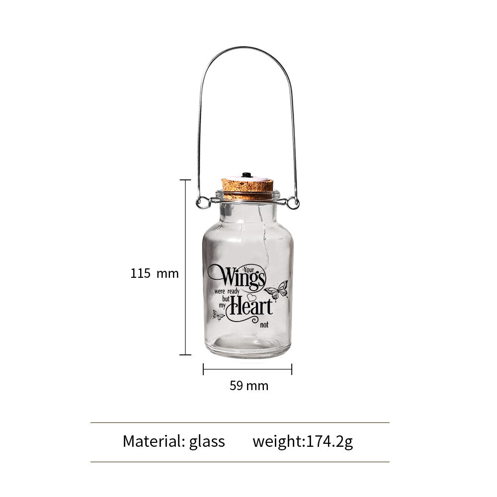 Memorial Jar Night Light - Your Wings Were Ready But My Heart Not - LED Lamp-Jessemade AU