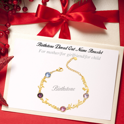 Personalised Bracelet With Birthstone Custom 4 Names Bracelet Gift For Women-Jessemade AU