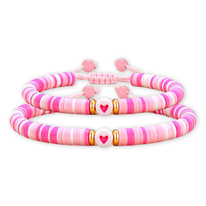 2 Pcs Bracelet Set Colourful Beaded Adjustable Bracelets with Message Card Gifts for Her - True Friendship Spans Time, Forever It Will Last-Jessemade AU