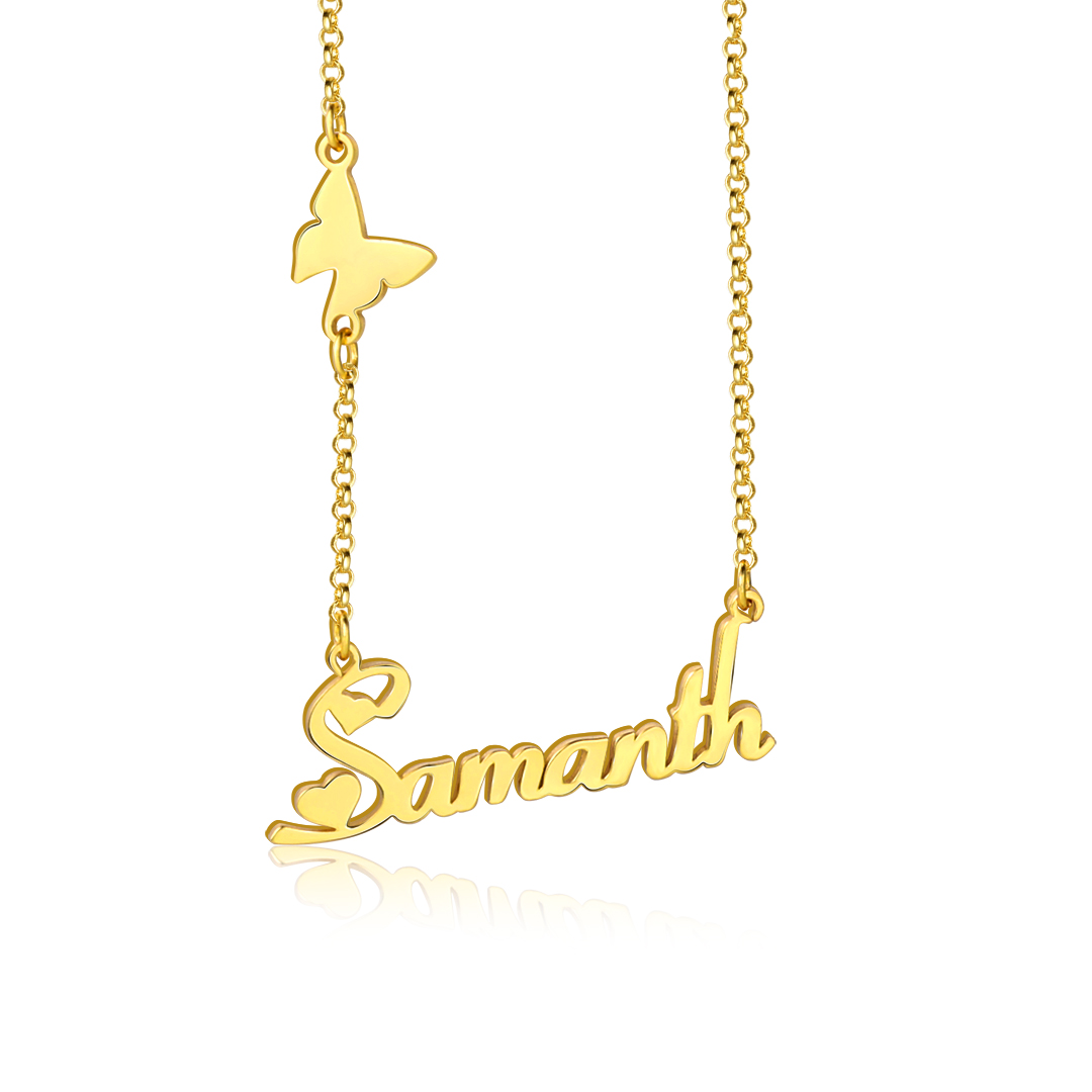Personalised Butterfly Necklace Custom 1 Name Necklace Gift For Women-Jessemade AU