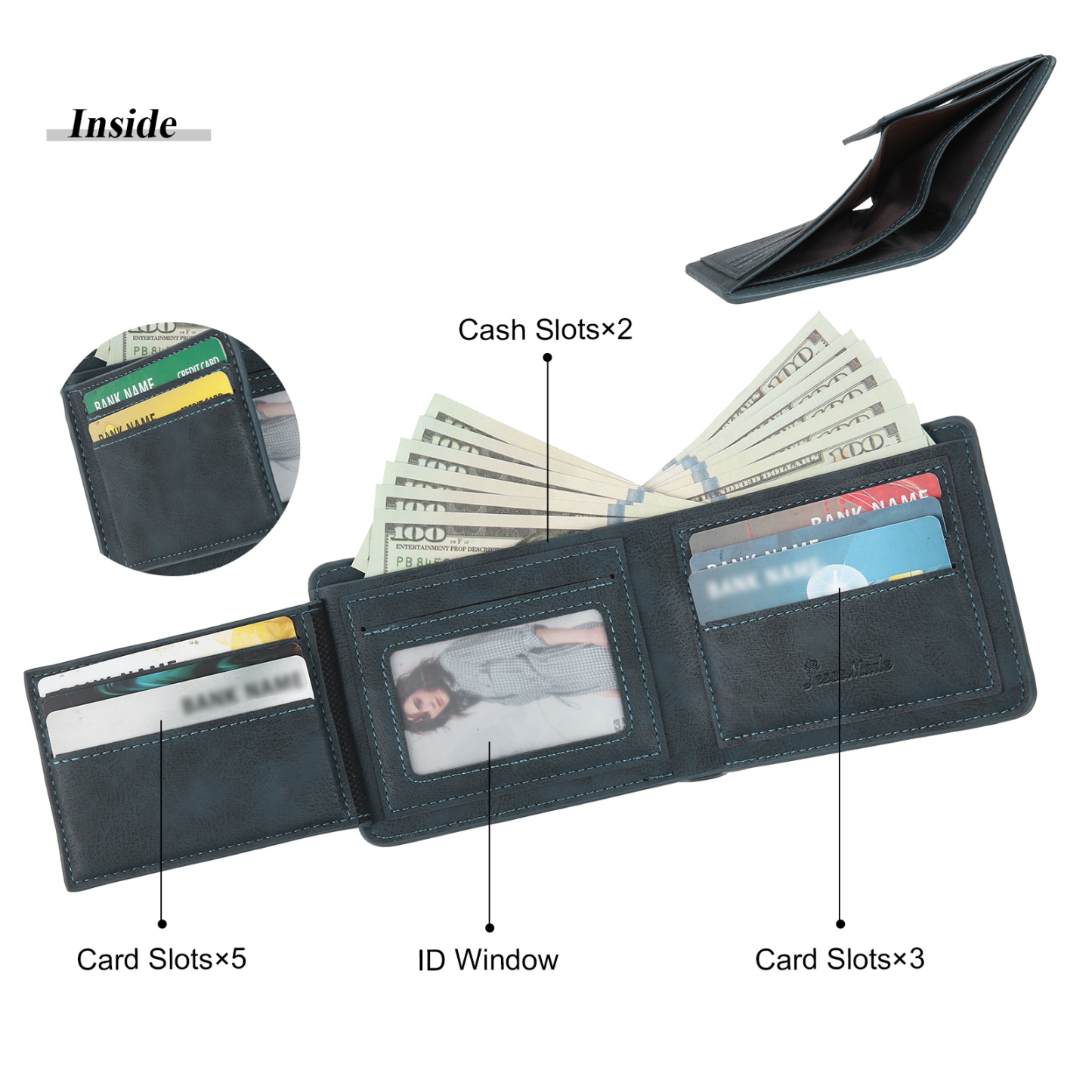 Personalised Monogram Leather Wallet Custom Photo & Name & Letter Wallet Father's Day Gift for Men-Jessemade AU