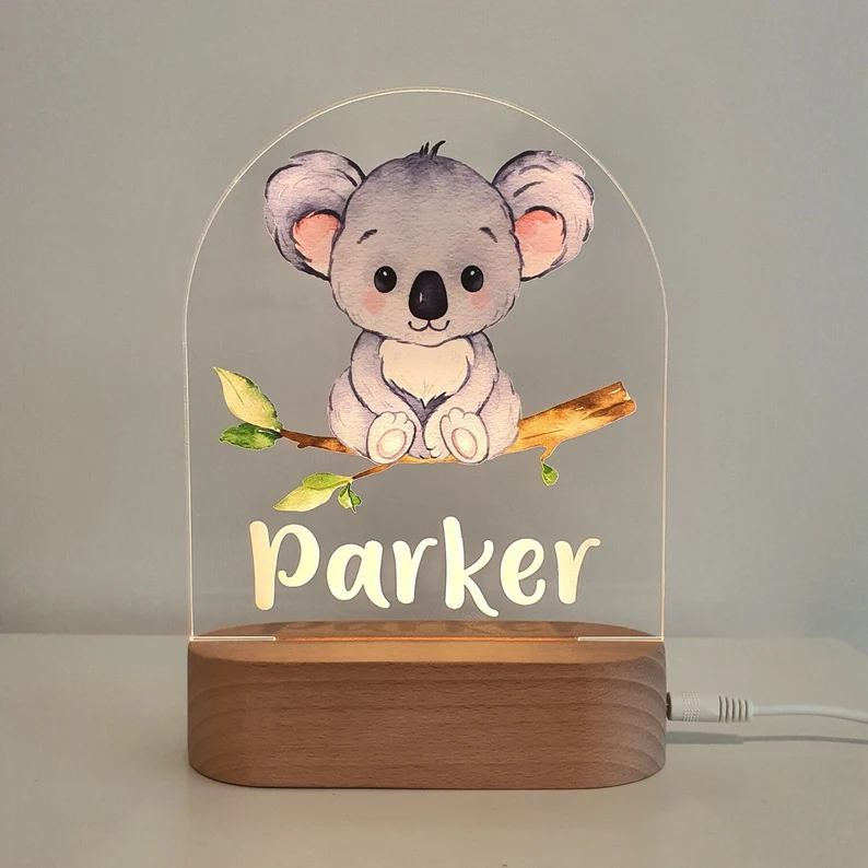Personalised Koala Night Light Custom Name LED Lamp Baby Gift for Kids-Jessemade AU