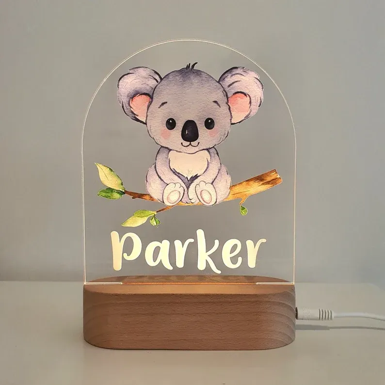 Personalised Koala Night Light Custom Name LED Lamp Baby Gift for Kids-Jessemade AU