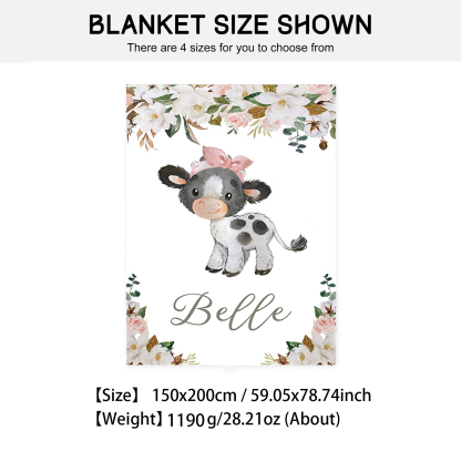 Personalised Dairy Cattle Blanket Custom Name Cute Cartoon Blanket-Jessemade AU