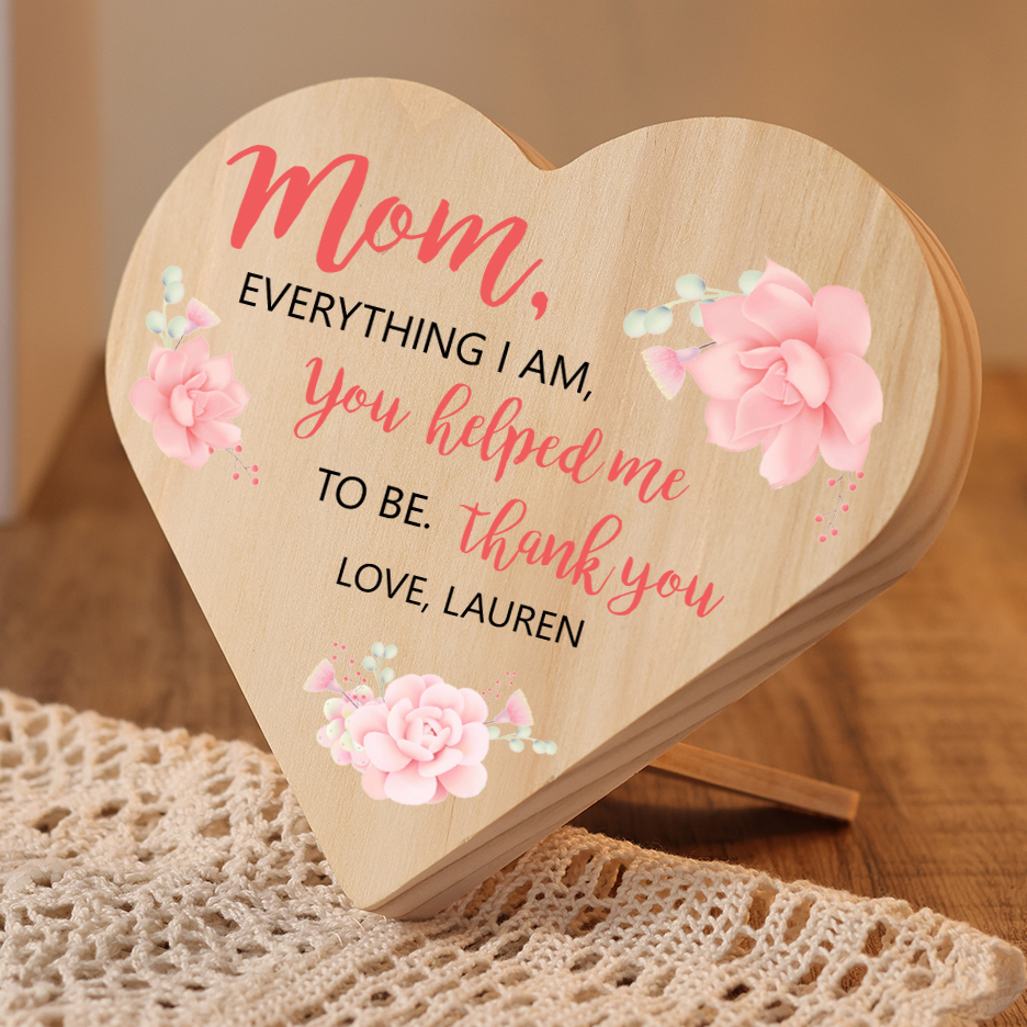 To My Mom Personalised Wooden Heart Keepsake Desktop Ornament "For all the times I forgot to thank you" Mothers Gifts-Jessemade AU