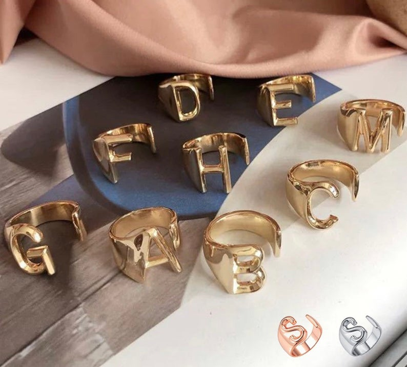 Personalised Name Ring Custom 1 Letter Name Ring Gifts For Women-Jessemade AU