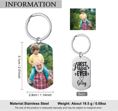 Personalised Photo and Name Keychain for Papa "Best Papa Ever" Grandparents' Day Gift-Jessemade AU