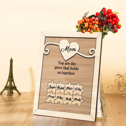 Personalised Mom Puzzle Picture Board Customised 5 Names Keepsake Wood Signs "You are the piece that holds us together" Gifts For Mother-Jessemade AU