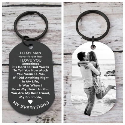 To My Love/Man Couple Keychain Custom Photo Stainless Steel Keyring Valentine's Day Gift for Couples-Jessemade AU