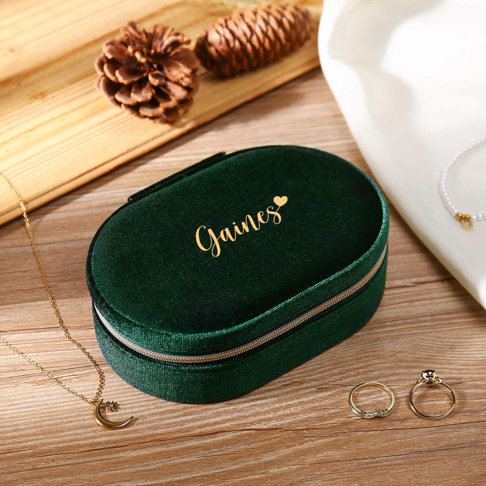 Personalised Name Jewelry Storage Box Zipper Custom Travel Jewelry Box Gifts for Ladies Girls-Jessemade AU