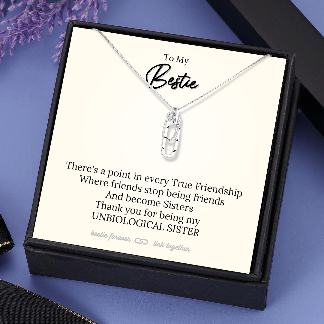 To My Bestie Forever Linked Together Necklace in Silver True Friendship Gift Set-Jessemade AU