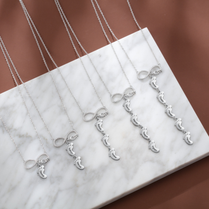 Mother's Day Gifts Personalised Infinity Baby Feet Mother Necklace Engraved 1 Names Necklace Gifts For Mom-Jessemade AU