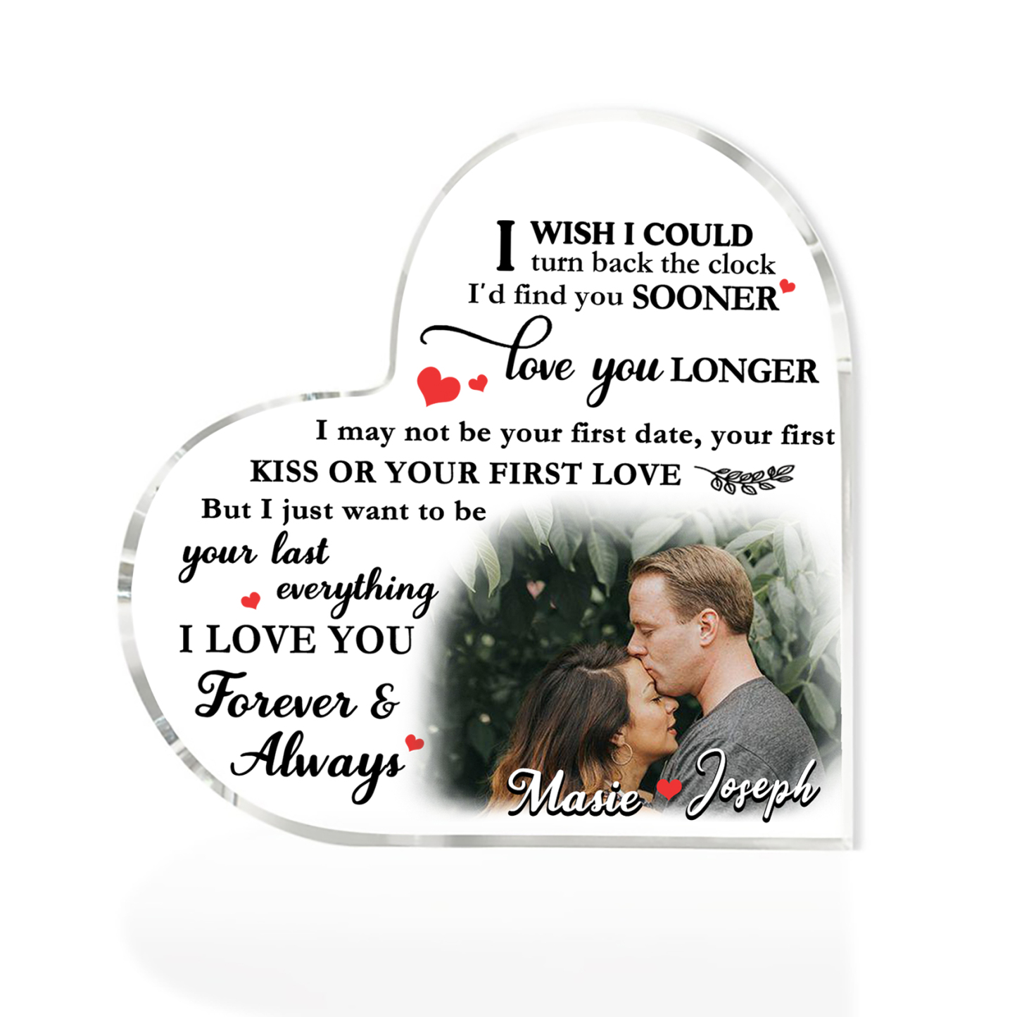Couple Acrylic Heart Keepsake Custom 2 Names & Photo Ornament Valentine's Day Gift -  I Just Want To Be Your Last Everything -Jessemade AU