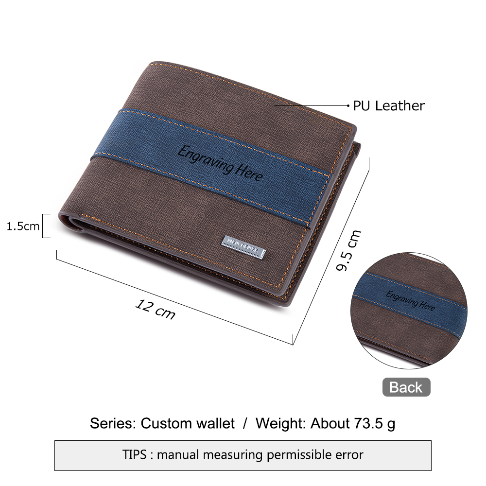 Personalised Leather Wallet Engraved Message Short Purse Gifts For Men-Jessemade AU