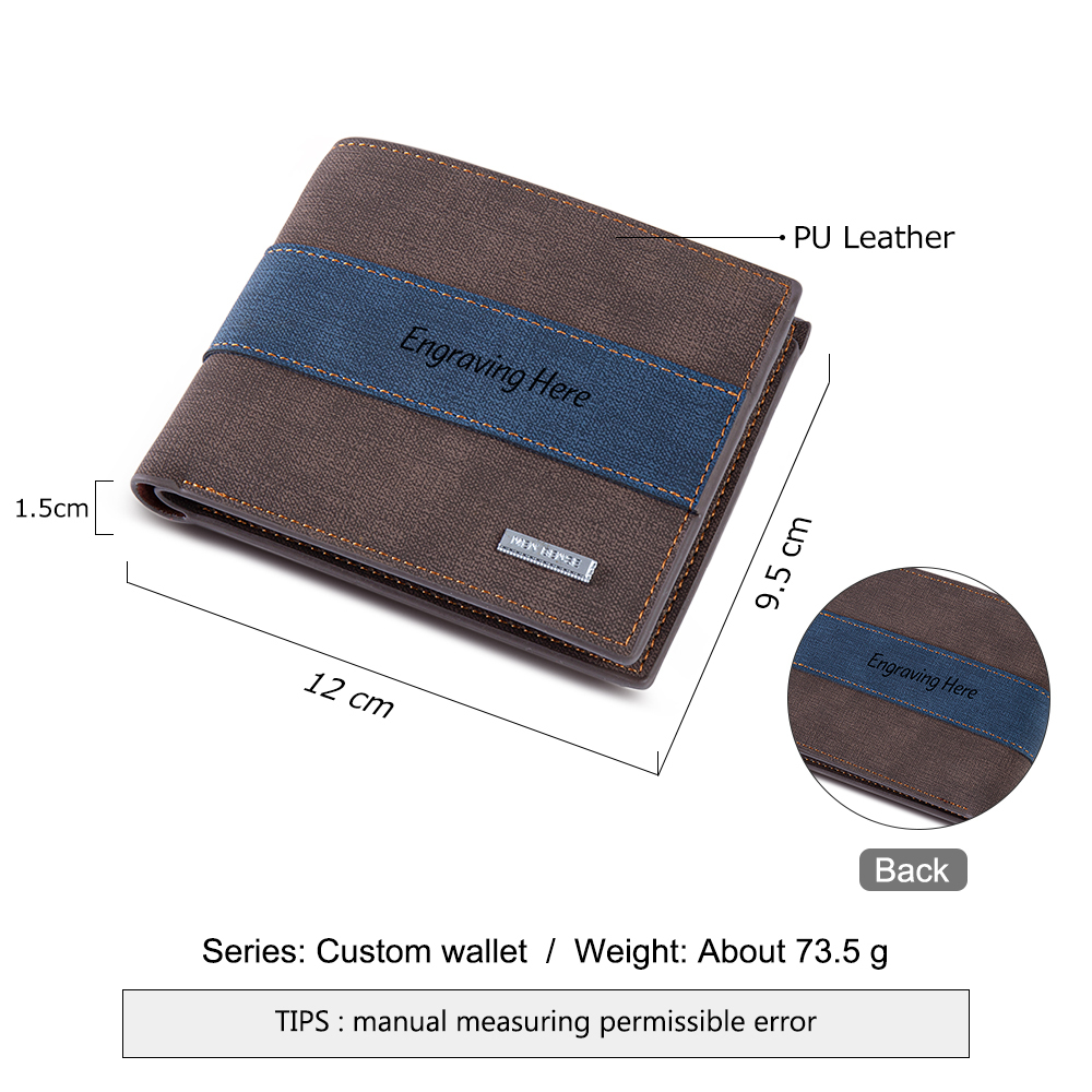 Personalised Leather Wallet Engraved Message Short Purse Gifts For Men-Jessemade AU