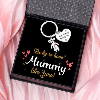 Personalised Heart Keychain With Engraved 1 Kid's Names Charm "This Mummy Belongs to" For Her Mother's Day Gifts for Mum -Jessemade AU
