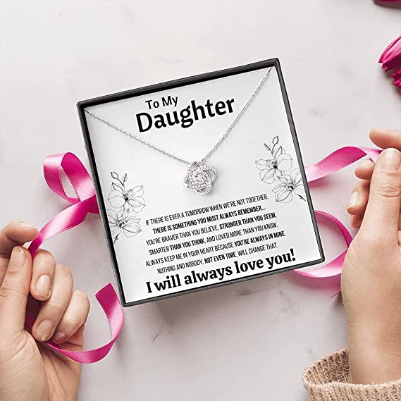 To My Daughter, Knot Necklace with Message Card, "I will always love you"-Jessemade AU