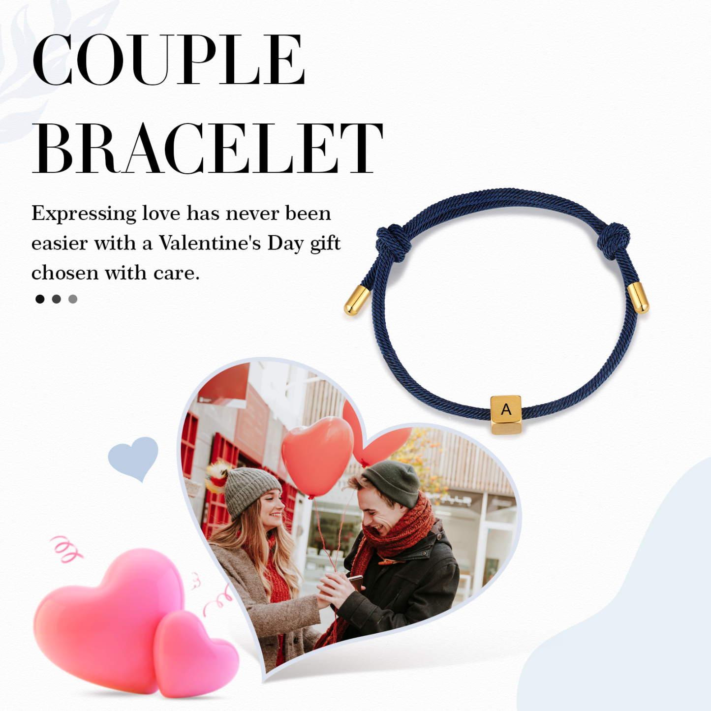 Dark Blue Couple's Bracelet Custom Letter Engraved Beads Stainless Steel Bracelet Personalised Gift for Him/Her-Jessemade AU