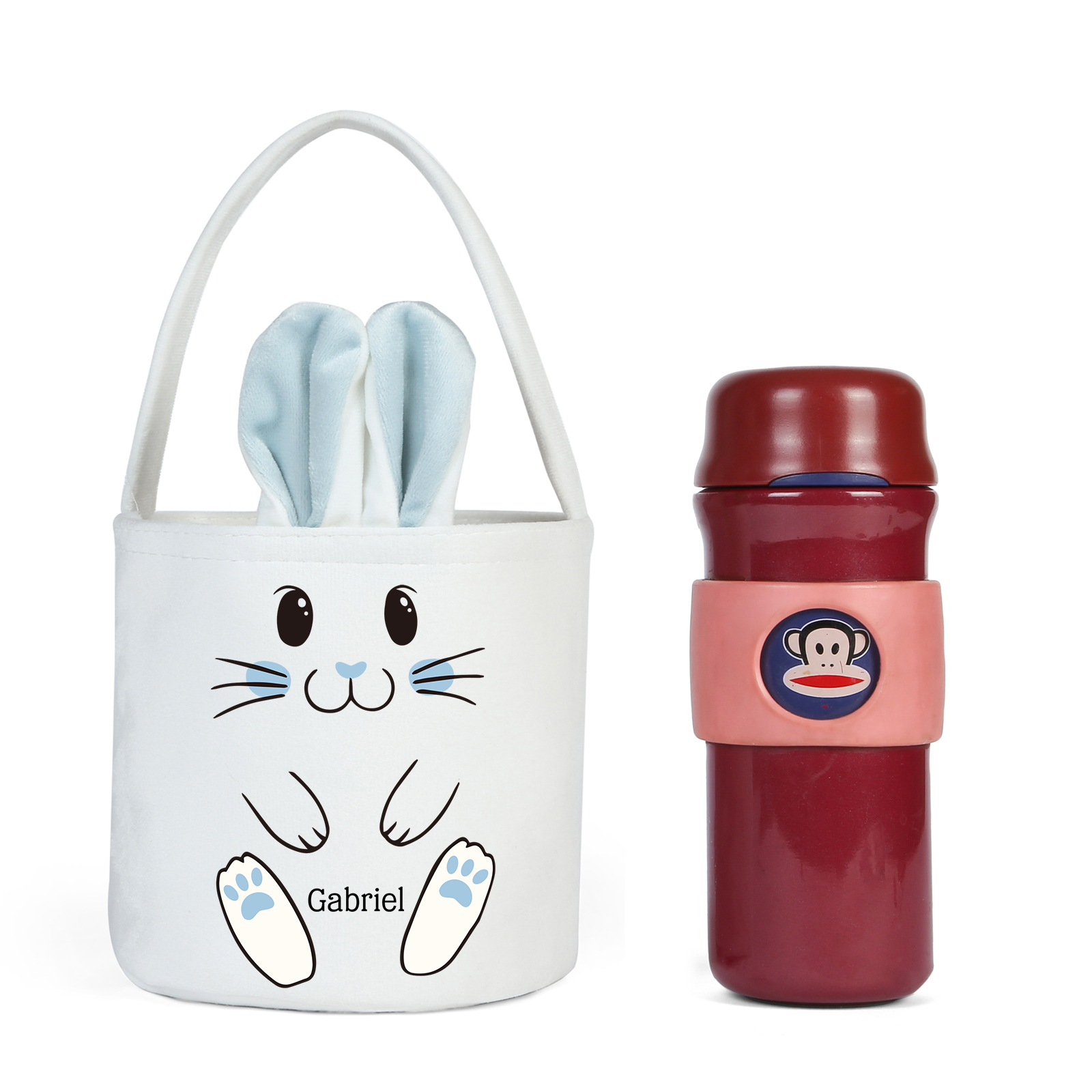 Personalised Bunny Tote Bag Customised With Name Bucket Bag Bunny Basket Easter Gifts-Jessemade AU