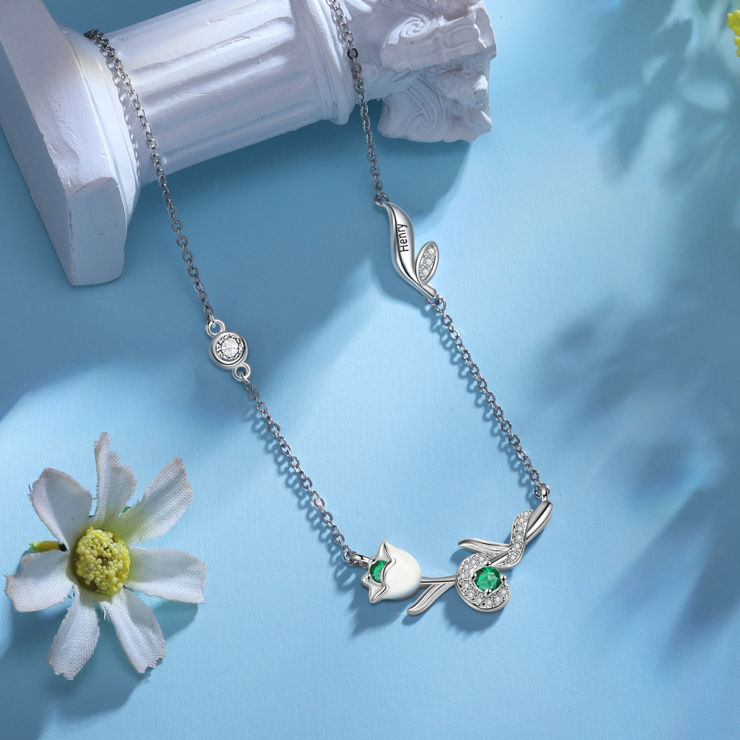 Personalised May Birthflower Necklace With Birthstone Best Gift For Her-Jessemade AU