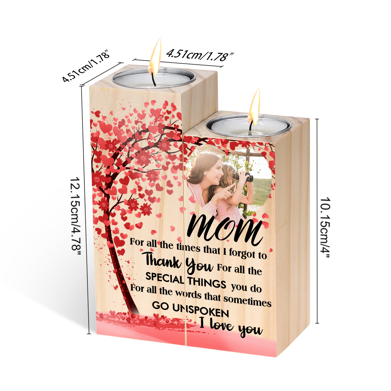 Personalised Photo Candle Holder Wooden Candlestick Gifts For Mom - For All The Times I Forgot To Thank You-Jessemade AU