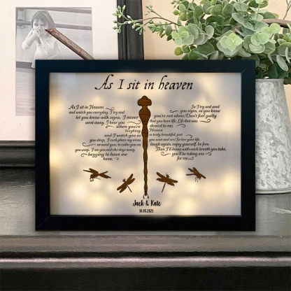 Dragonfly Frame Personalised Name and Date As I Sit in Heaven Lighted Shadow Box Memorial Gifts-Jessemade AU