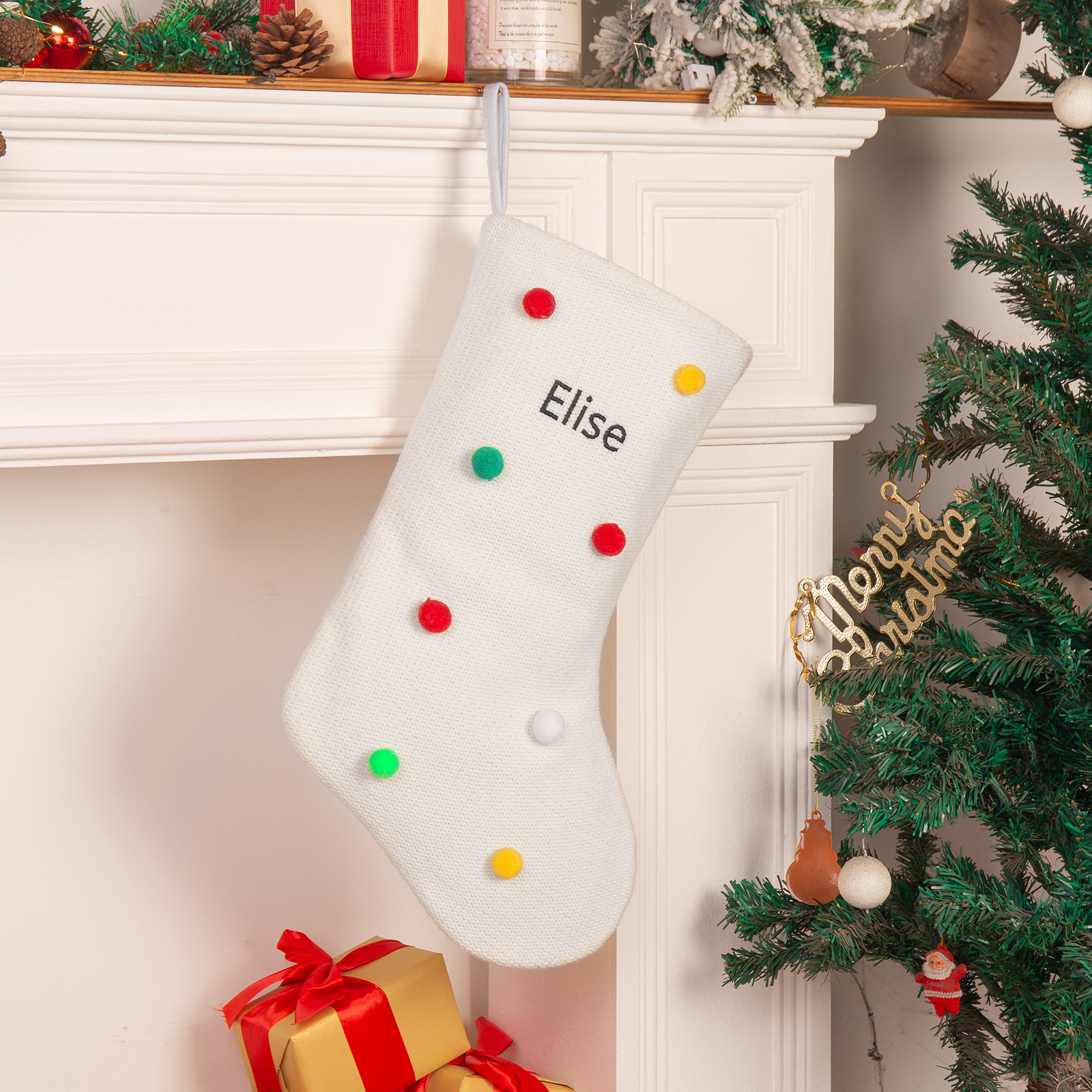 Customised 1 Name Christmas Stocking Ornament Fireplace Decorations Personalised Christmas Gift for Family Friends-Jessemade AU
