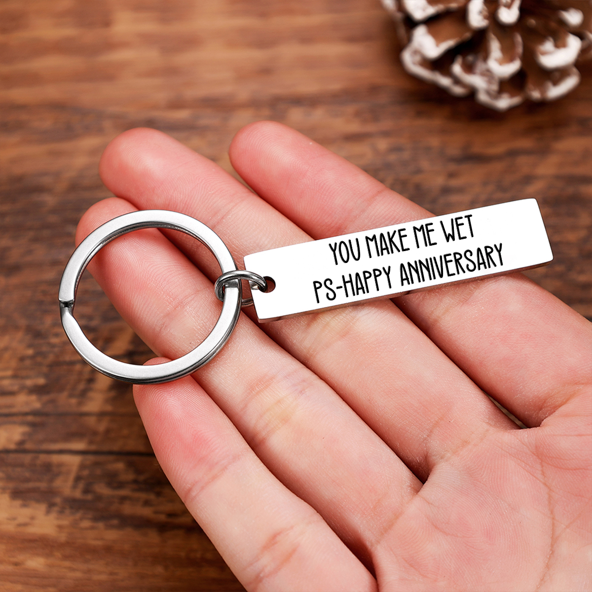 Personalised Text Keychain Funny Keychain Stainless Steel Anniversary Gift For Couples-Jessemade AU