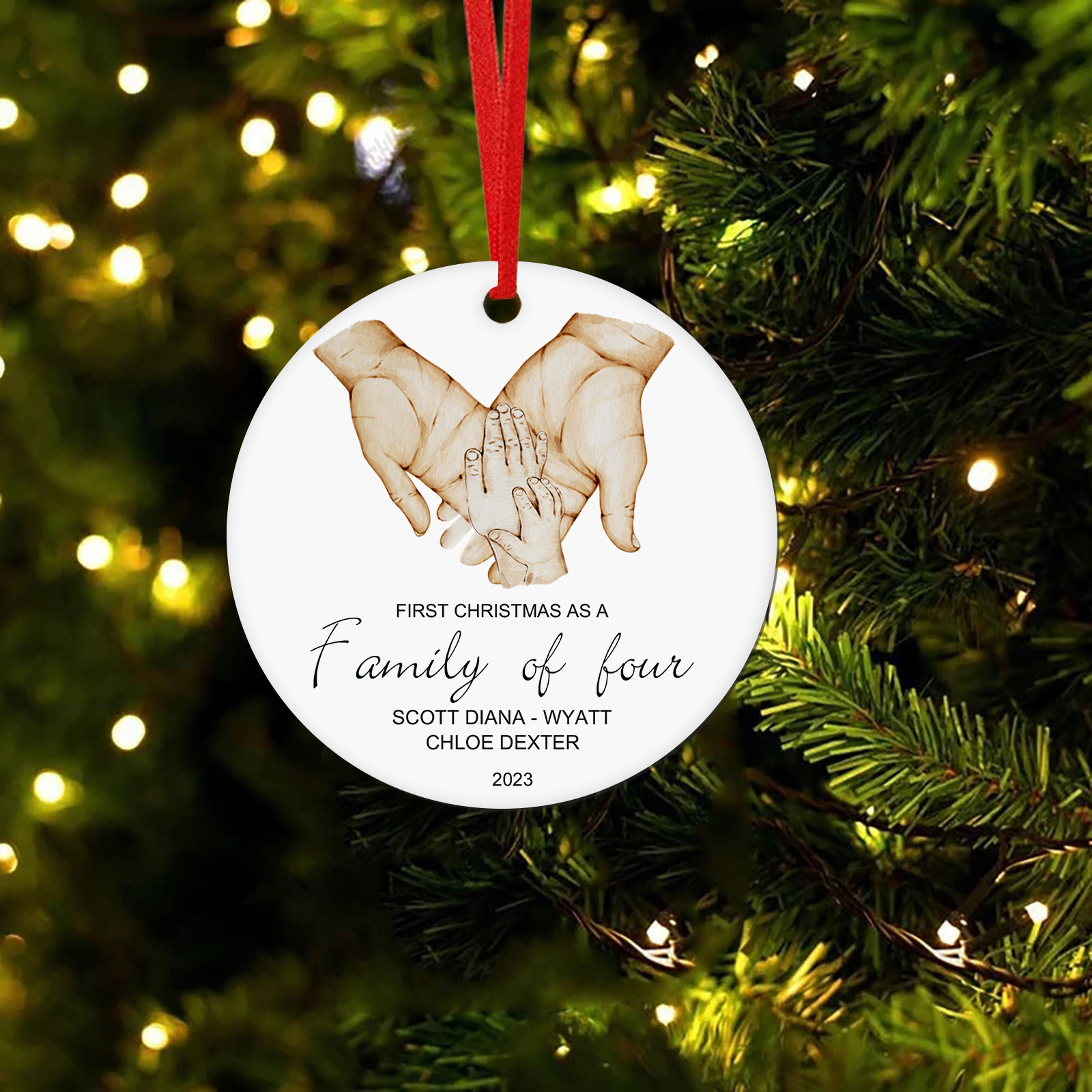 Personalised Christmas Tree Ornaments Wooden Palm Christmas Pendant Custom Text Gifts for Family Friends-Jessemade AU