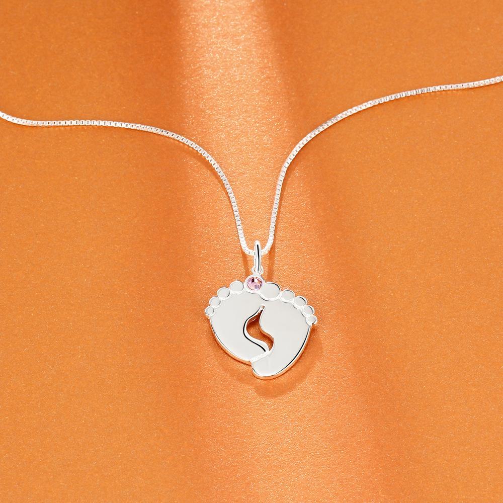 To My Mummy Personalised Baby Feet Pendant Necklace Custom 2 Names & Birthstone Necklace Gifts For Mother-Jessemade AU