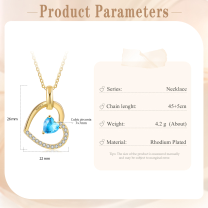 Personalised Heart Pendant Necklace Custom Birthstone & Name Necklace Gifts for Her-Jessemade AU