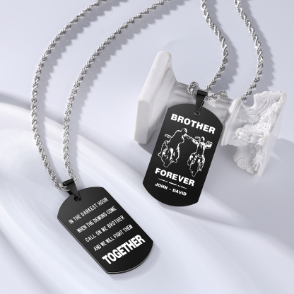 Brother Forever Dog Tag Necklace Personalised Black Double-sided Necklace Customised 2 Names Biker Necklace Gift to Brother-Jessemade AU