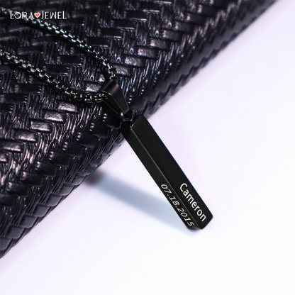 To My Dad Man Vertical Bar Necklace Personalised 4 Side 3D Bar Necklace Father's Day Gift-Jessemade AU