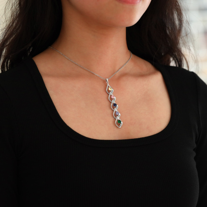 5 Names - Personalised Pendant Necklace Custom Birthstones & Names Necklace Birthday Gift for Her-Jessemade AU