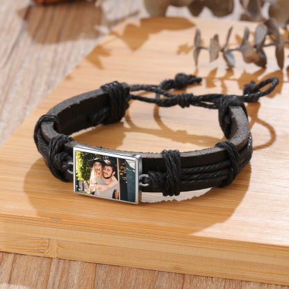 Personalised Photo Bracelet Customised Leather Adjustable Bracelet Gifts for Her Him-Jessemade AU