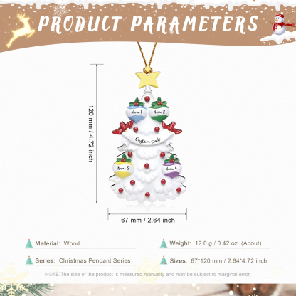 4 Names - Personalised Christmas Tree Ornament Customised Name & Text Wooden Hanging Ornaments Christmas Gift for Family-Jessemade AU