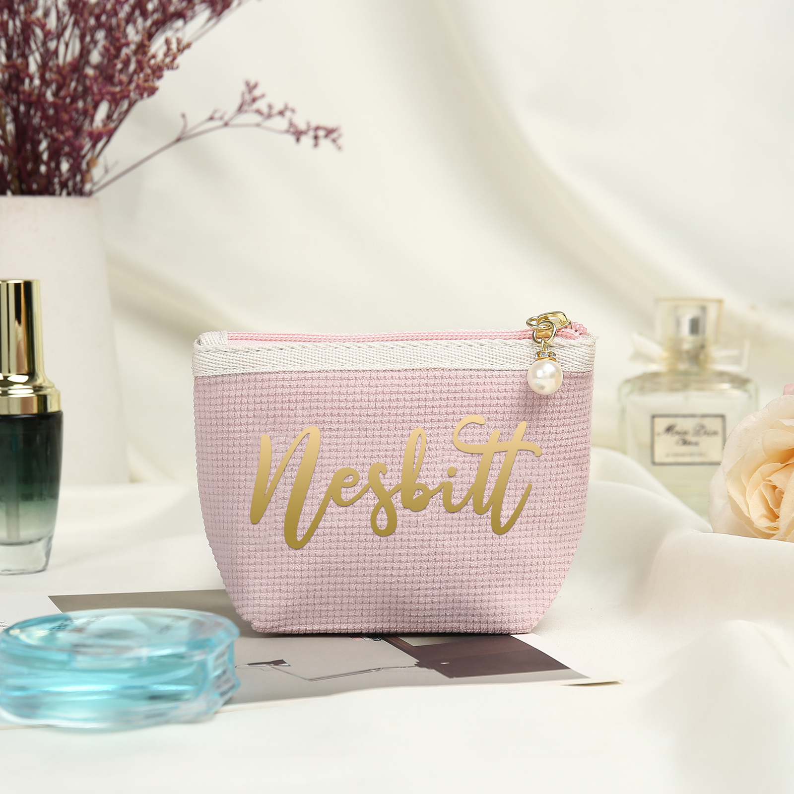 Personalised Name Cosmetic Bag Custom Makeup Bag Zipper Storage Bag Gifts for Ladies Girls-Jessemade AU