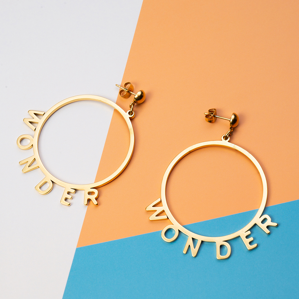 Personalised Circle Name Earrings Gifts for Her-Jessemade AU